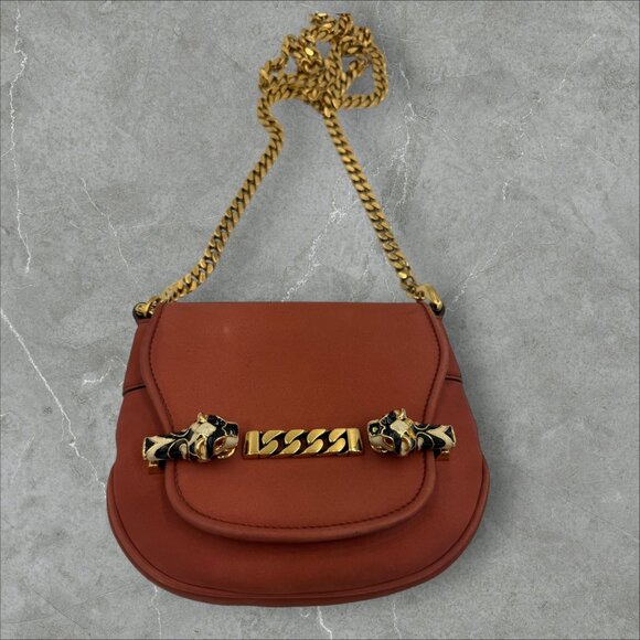 Gucci Tigrette Shoulder bag in Rust Suede with gold chain - Picture 1 of 8